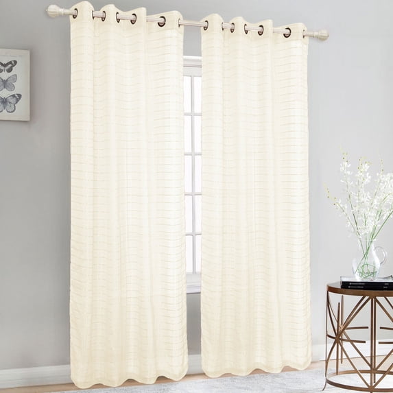 Trenton Box Sheer Voile Window Grommet Panel, Beige, 54x84 Inches