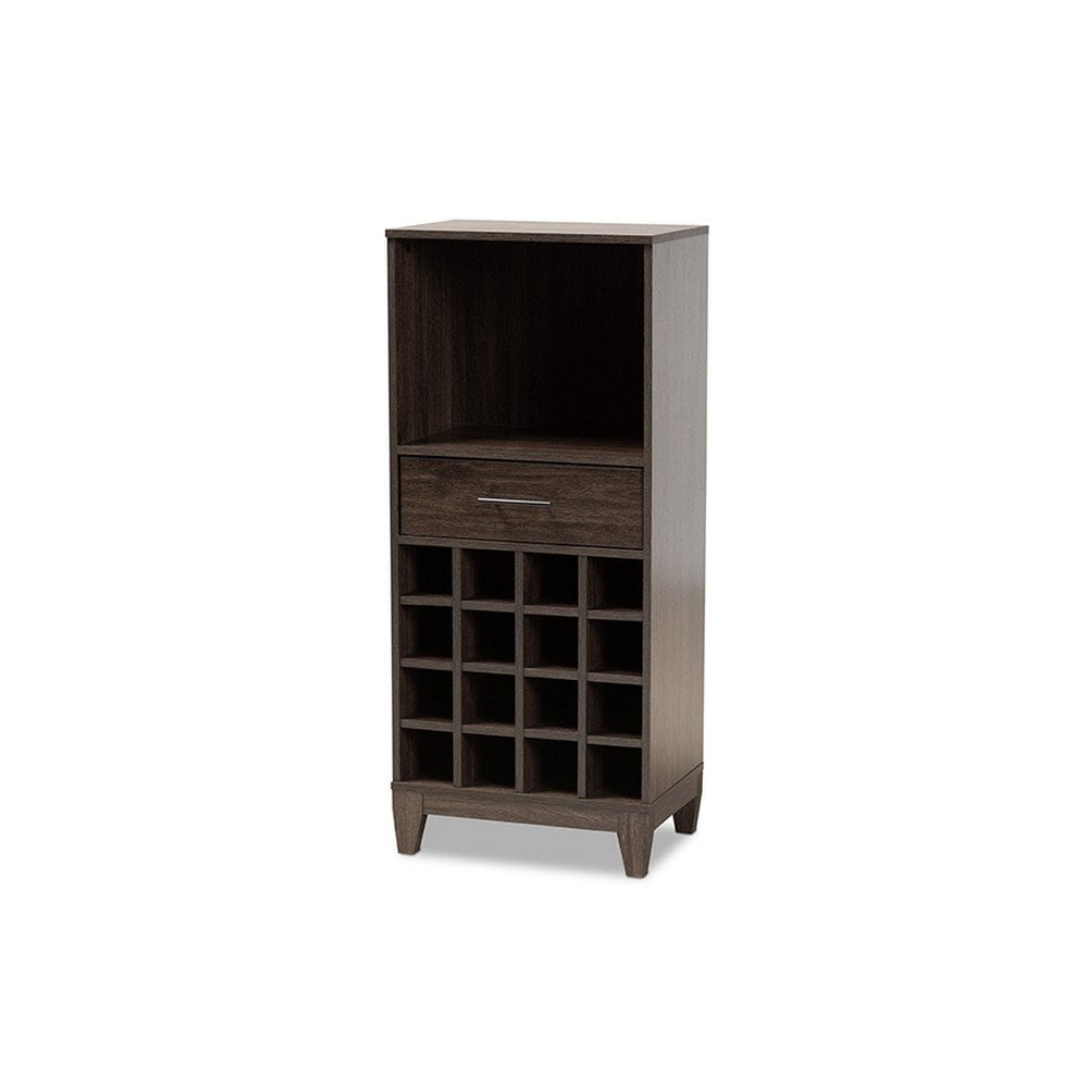 Trenton Dark Brown Wood 1-Drawer Wine Storage Cabinet