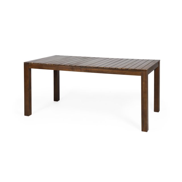 Trenton Outdoor Rustic Acacia Wood Dining Table, Dark Brown