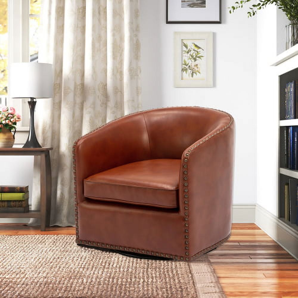 Trenton Swivel Arm Chair - Caramel - Walmart.com