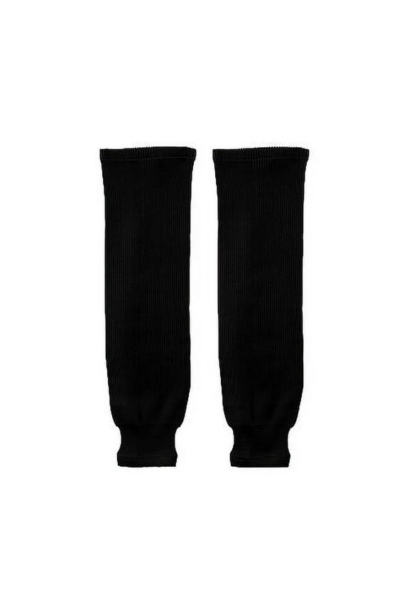 Pro Style Rib-Knit Ice Hockey Hose Socks (Pair) INTERMEDIATE Size, 26"-28" Long - Black