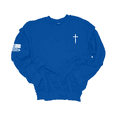thumbnail image 1 of Trenz Shirt Comapny Christian Shirt Faith Cross Crest American Flag Mens Crewneck Sweatshirt-Royal-medium, 1 of 1