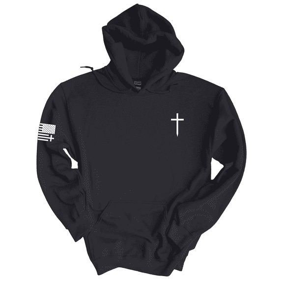 Trenz Shirt Comapny Christian Shirt Faith Cross Crest American Flag Mens Hoodie-Charcoal-small