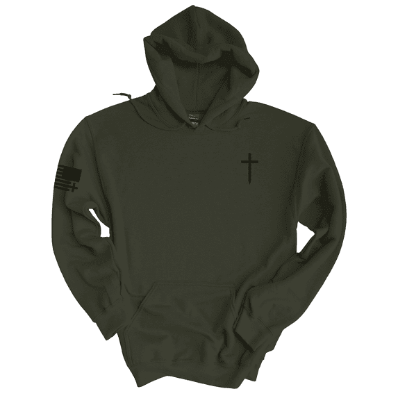 Trenz Shirt Comapny Christian Shirt Faith Cross Crest American Flag Mens Hoodie-Military-medium