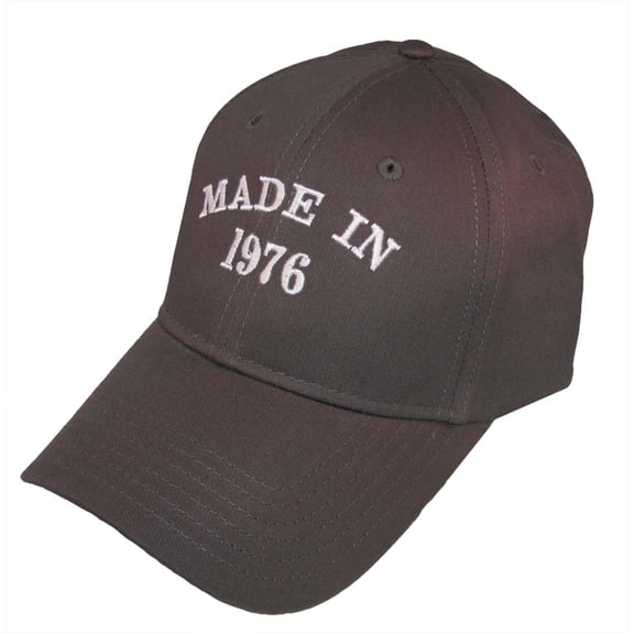 Trenz Shirt Company 40th Birthday Gift 'Made in 1976' White Embroidery Adjustable Fastening Strap Back Hat-Charcoal