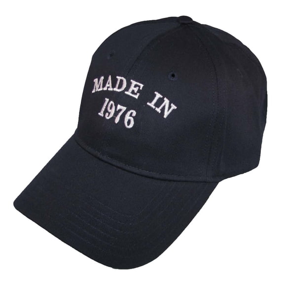 Trenz Shirt Company 40th Birthday Gift 'Made in 1976' White Embroidery Adjustable Fastening Strap Back Hat-Navy