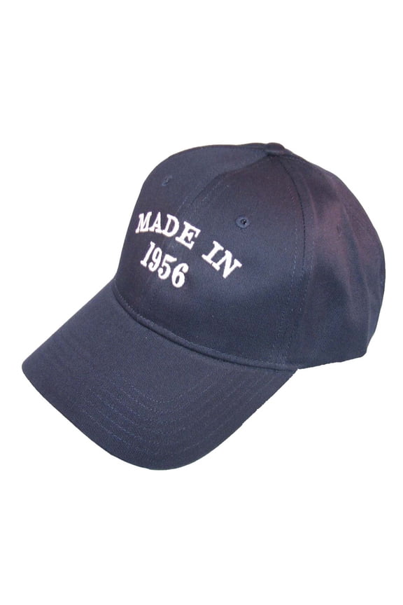 60th Birthday Gift 'Made in 1956' White Embroidery Adjustable Fastening Strap Back Hat-Navy