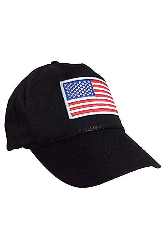 American Flag Patch Rope Hat-Black