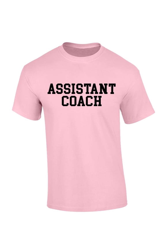 Assistant Coach T-shirt Sports Team Asst. Coach Front and Back Short Sleeve T-shirt-Light Pink-medium