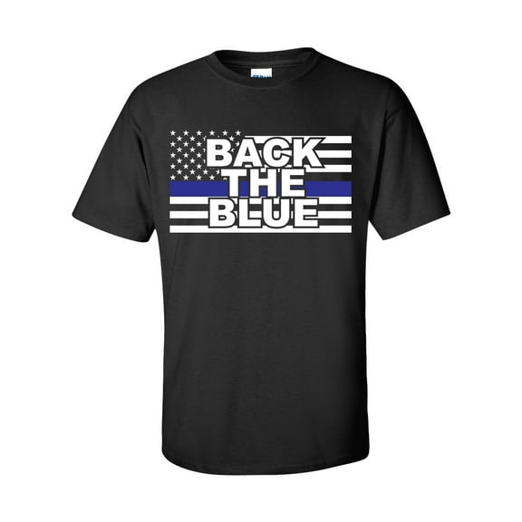 Trenz Shirt Company Back The Blue American Flag Unisex Short Sleeve T-shirt-Black-5XL