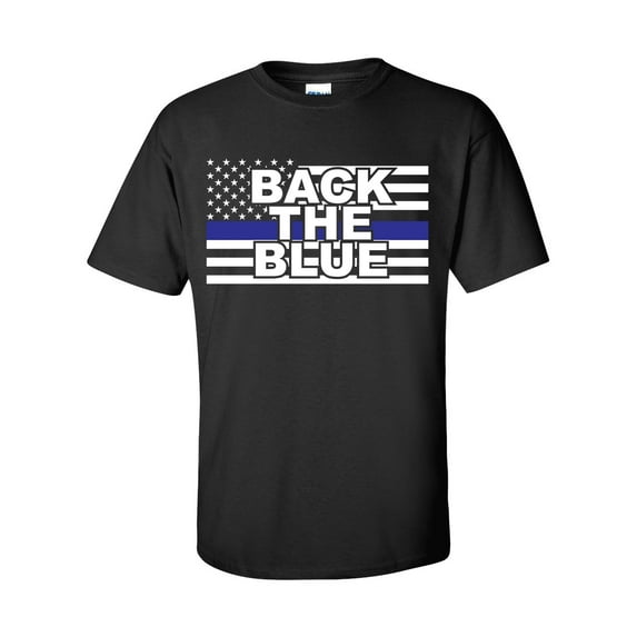 Trenz Shirt Company Back The Blue American Flag Unisex Short Sleeve T-shirt-Black-Medium