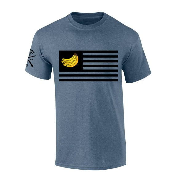 Trenz Shirt Company Banana American Flag USA Bananas Patriotic Short Sleeve T-shirt-Heather Indigo-xxl