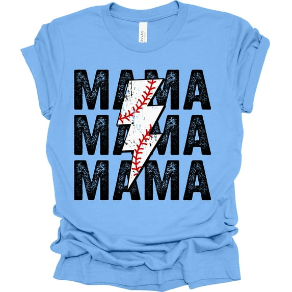 Trenz Shirt Company Baseball Mama Stacked Womens Short Sleeve T-shirt-Carolina Blue-Large