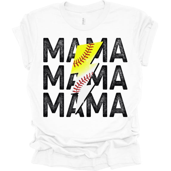 Trenz Shirt Company Baseball and Softball Mama Stacked Womens Short Sleeve T-shirt-White-XX-Large