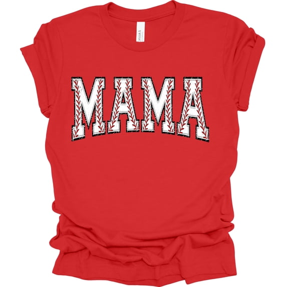 Trenz Shirt Company Baseball Mama Womens Short Sleeve T-shirt-Red-Medium