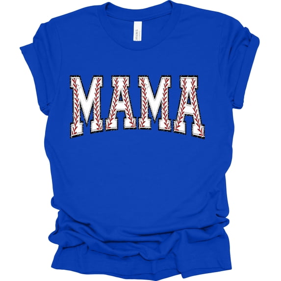 Trenz Shirt Company Baseball Mama Womens Short Sleeve T-shirt-Royal-Small