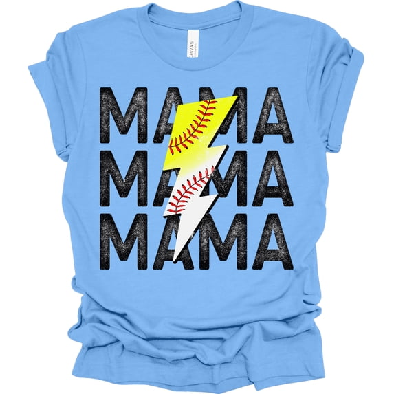 Trenz Shirt Company Baseball and Softball Mama Stacked Womens Short Sleeve T-shirt-Carolina Blue-4X-Large