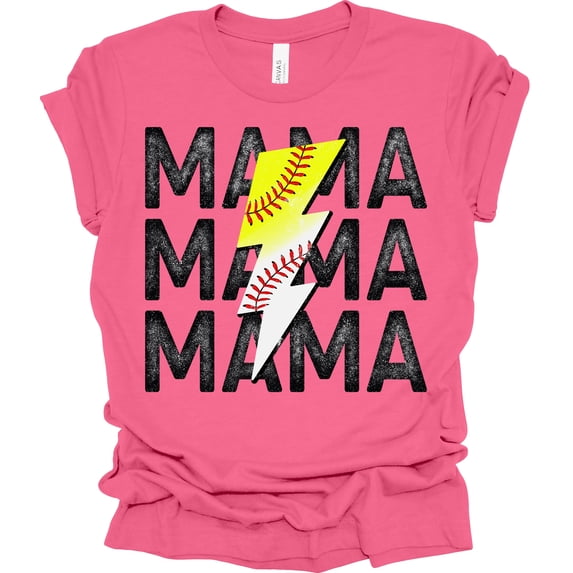 Trenz Shirt Company Baseball and Softball Mama Stacked Womens Short Sleeve T-shirt-Charity Pink-XX-Large