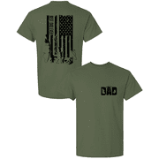 Trenz Shirt Company Best Dad Ever Shirt – Distressed Hunting & Fishing Flag Tee, Father’s Day Gift for Outdoorsman Dads, Military Green-Large