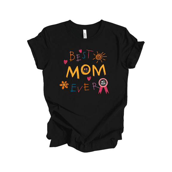 Trenz Shirt Company Best Mom Ever Hand Drawn Tshirt for Women, Mother's Day T Shirt-Black-Large
