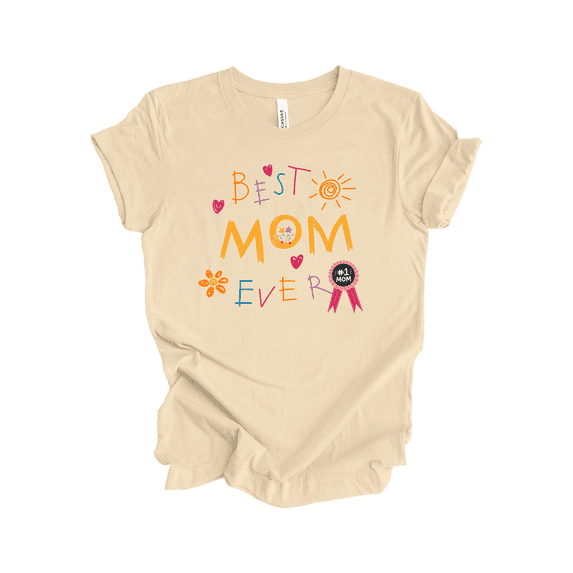 Trenz Shirt Company Best Mom Ever Hand Drawn Tshirt for Women, Mother's Day T Shirt-Soft Cream-3X-Large