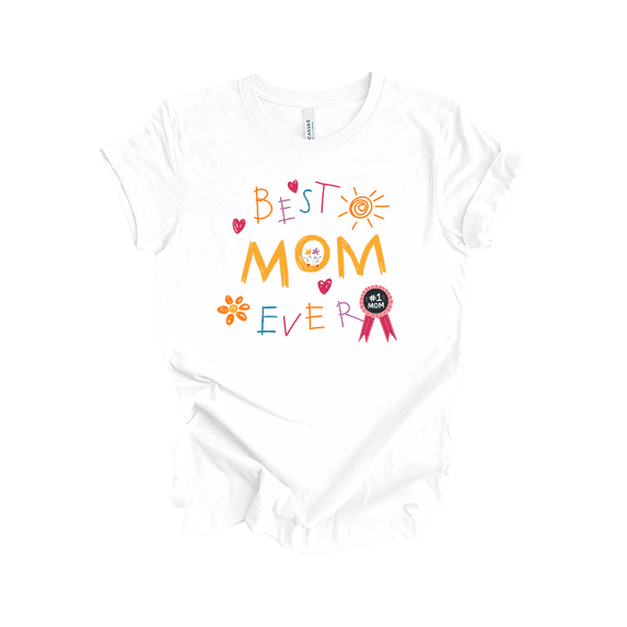 Trenz Shirt Company Best Mom Ever Hand Drawn Tshirt for Women, Mother's Day T Shirt-White-Small