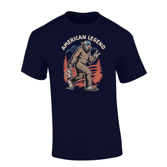 Trenz Shirt Company Bigfoot American Legend Sasquatch Red, White, And Blue Pride Mens Short-Sleeve T-Shirt-Navy-xxxl