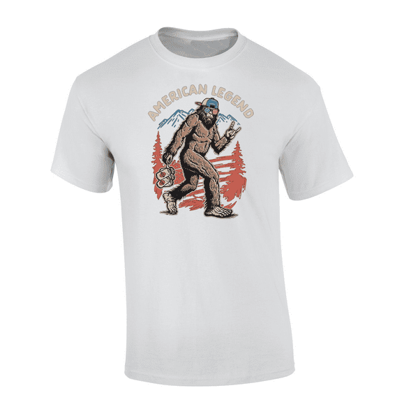 Trenz Shirt Company Bigfoot American Legend Sasquatch Red, White, And Blue Pride Mens Short-Sleeve T-Shirt-White-xxl