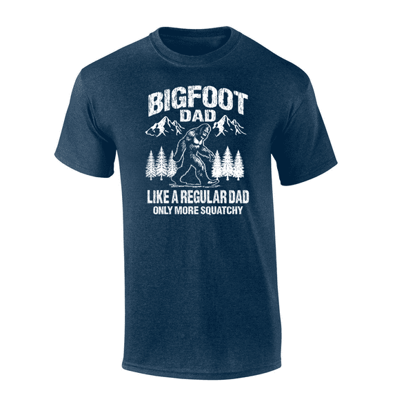 Trenz Shirt Company Bigfoot Dad, Like A Regular Dad Only More Squatchy Mens Short-Sleeve T-Shirt-Heather Navy-medium