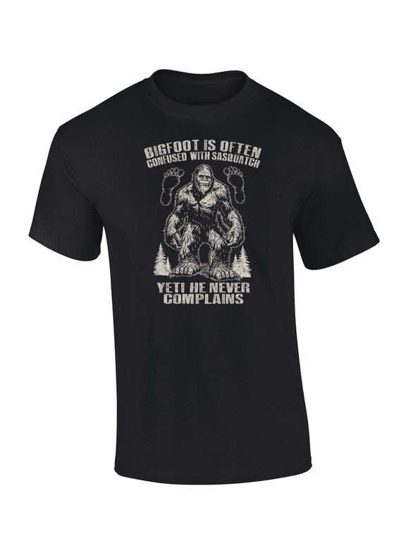 Bigfoot Is Confused Yeti Never Complains Funny Mens Short-Sleeve T-Shirt-Black-large