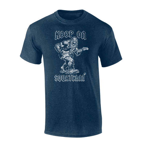 Trenz Shirt Company Bigfoot Rock N' Roll Keep On Squatchin' Mens Short-Sleeve T-Shirt-Heather Navy-4xl
