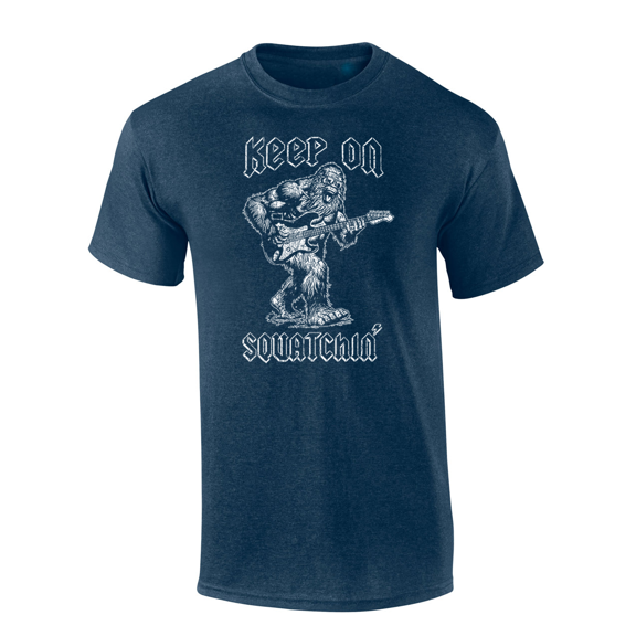 Trenz Shirt Company Bigfoot Rock N' Roll Keep On Squatchin' Mens Short-Sleeve T-Shirt-Heather Navy-large