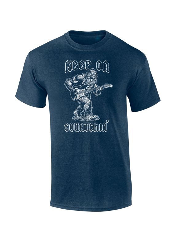 Bigfoot Rock N' Roll Keep On Squatchin' Mens Short-Sleeve T-Shirt-Heather Navy-large