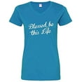 thumbnail image 1 of Trenz Shirt Company Blessed Be This Life Ladies V-Neck Jersey Tee-Cobalt Blue-Medium, 1 of 4