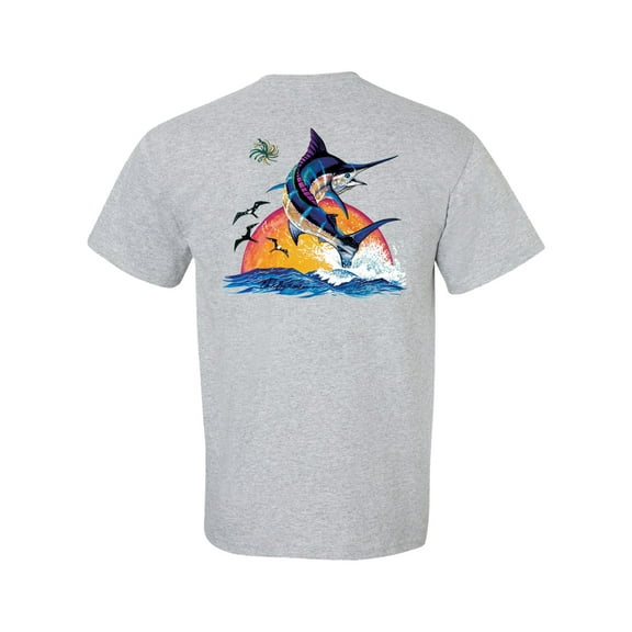 Trenz Shirt Company Blue Marlin Sunset Unisex Short Sleeve T-shirt-Sports Grey-Small