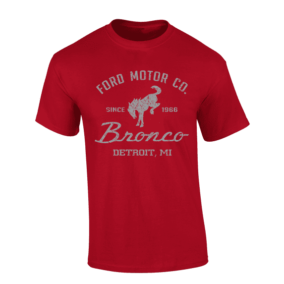 Trenz Shirt Company Bronco Ford Motor Co. Bronco Detriot, MI. Since 1966 Graphic Short-Sleeve Mens T-Shirt-Cherry Red-xxl