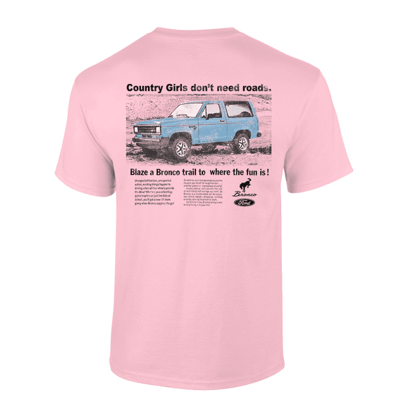 Trenz Shirt Company Bronco Trail Country Girls Don't Need Roads Short-Sleeve Womens T-Shirt-Light Pink-xxl