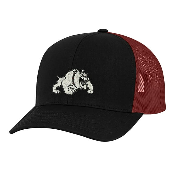 Trenz Shirt Company Bulldog Adult Trucker Hat- Black/Red Mesh