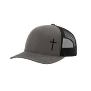 Trenz Shirt Company Christian Embroidered Cross Hat, Charcoal/Black