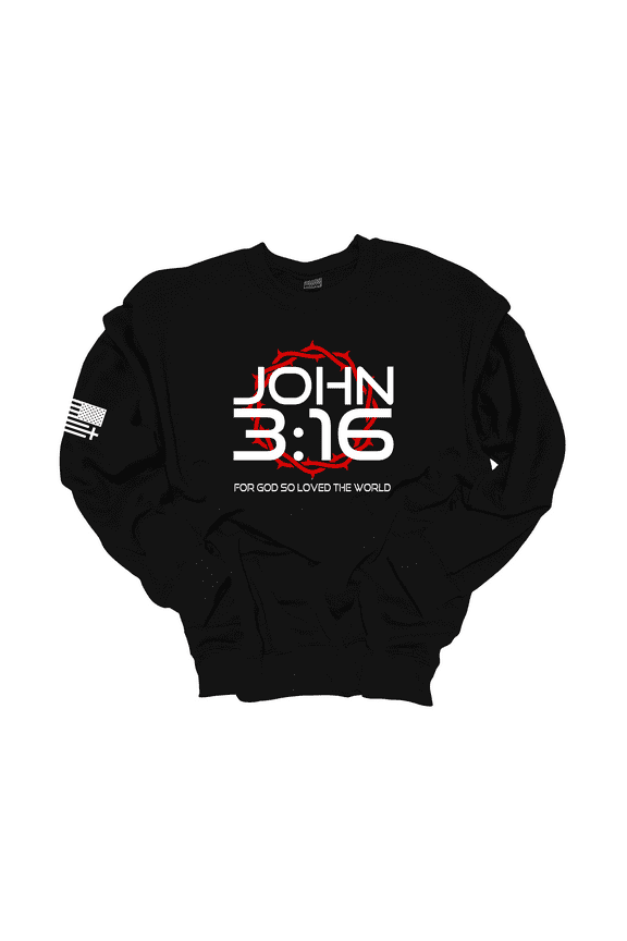 Christian John 3:16 For God So Loved The World Scripture Long-Sleeve Crewneck Sweatshirt-Black-xl