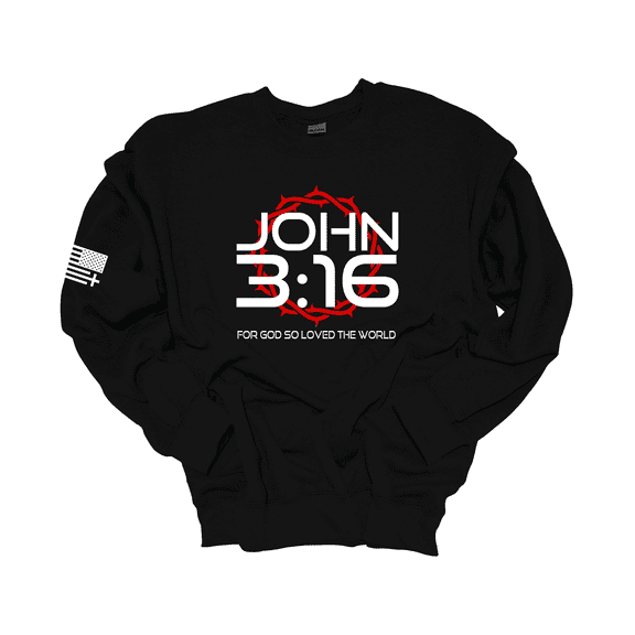 Trenz Shirt Company Christian John 3:16 For God So Loved The World Scripture Long-Sleeve Crewneck Sweatshirt-Black-xxl