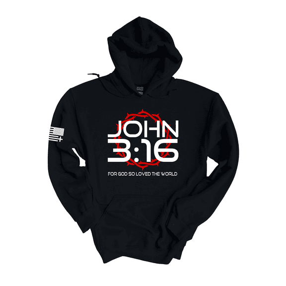 Trenz Shirt Company Christian John 3:16 For God So Loved The World Scripture Long-Sleeve Hoodie-Black-xxl