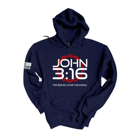 Trenz Shirt Company Christian John 3:16 For God So Loved The World Scripture Long-Sleeve Hoodie-Navy-medium