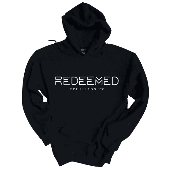 Trenz Shirt Company Christian Redeemed Ephesians 1:7 Scripture Long-Sleeve Hoodie-Black-large
