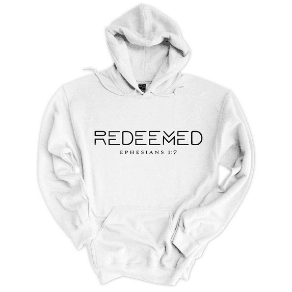 Trenz Shirt Company Christian Redeemed Ephesians 1:7 Scripture Long-Sleeve Hoodie-White-5xl