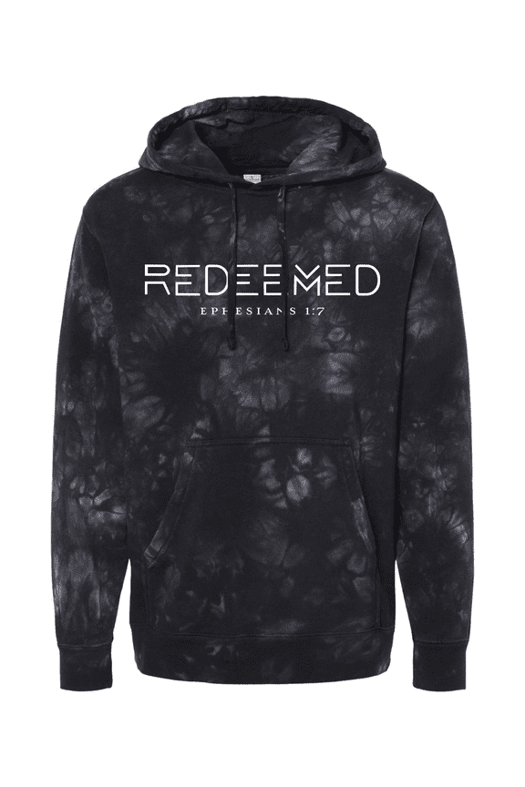 Christian Redeemed Ephesians 1:7 Scripture Tie-Dye Hoodie-Black-large