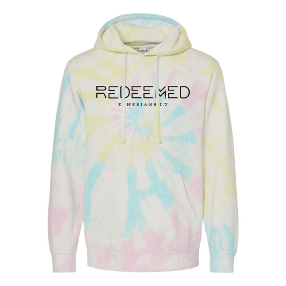 Trenz Shirt Company Christian Redeemed Ephesians 1:7 Scripture Tie-Dye Hoodie-Sunset Swirl-xl
