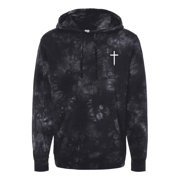 Trenz Shirt Company Christian Shirt Faith Cross Crest Tie-Dye Hoodie-Black-xxl