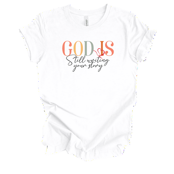 Trenz Shirt Company Christian Tee Cursive God Is Still Writing Your Story Womens Graphic T-Shirt-White-medium
