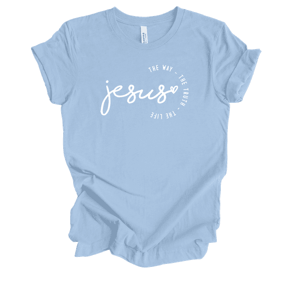 Trenz Shirt Company Christian Tee Jesus The Way, The Truth, The Life Womens Graphic T-Shirt-Baby Blue-xl